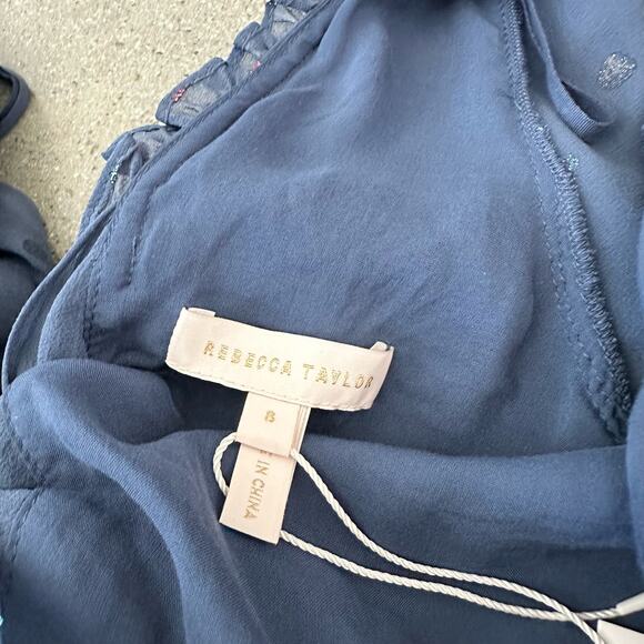 Rebecca Taylor Silk Glitter Gem Chiffon Ruffle Dress - Picture 4 of 8